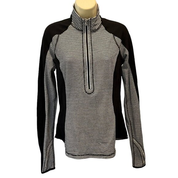 Lululemon Run U-Turn Mini Check Pique Heathered Black White Pullover Top - Picture 4 of 16
